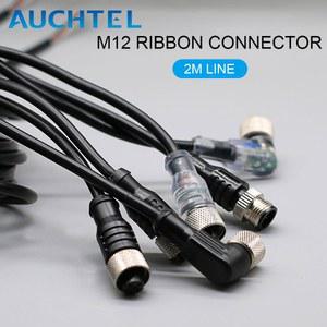 PVC LED 센서 케이블 커넥터 A 타입 소켓 플러그 방수 암 수 직선 각도 플랜지 2M 라인 M12 4 핀 5 IP67