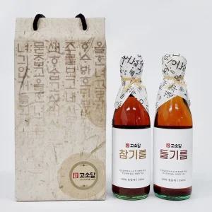 [10+1]통깨 100% 고소담 참기름+들기름 (350ml x 2병) 선물세트
