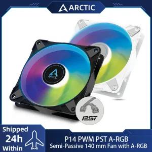 ARCTIC P14 PWM PST A-RGB PWM 케이스 선풍기 정압 최적화 세미 패시브 200-1900 rpm 5V 3 핀 A-RGB LED 14