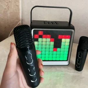 Wave 블루투스 노래방 듀얼 마이크 파티 미러볼휴대용마이크 대용량마이크