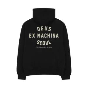[정품 보증] Deus Ex Machina Seoul College Hooded Jacket Black 데우스 엑스 마키나 서울 컬리지 후드 자