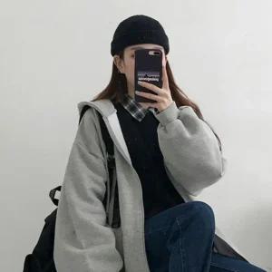[오노마] ONM 핏브루 오버핏 후드집업 그레이 맨투맨 빅사이즈