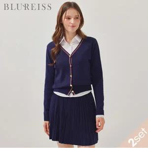 [블루레이스] [2SET]V넥 니트 가디건+스커트_B5F1KC4531