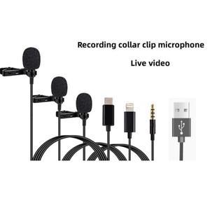 휴대용 1.5m 유선 미니 마이크 타입 C (휴대폰, PC, 노트북용) 메탈 클립형 라발리에 USB 3.5mm 콘덴서