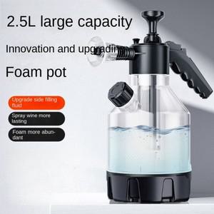 2.5L 핸드 펌프 폼 스프레이어 (3가지 노즐 포함) 수동 공압 캐논 스노우 세차 병 자동차 유리창