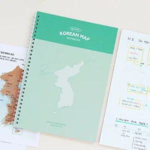 인디고 혼자공부 한국사 지도 노트 B5 한국지도 민트 공책 노트 문구 학용품 캐릭터공책