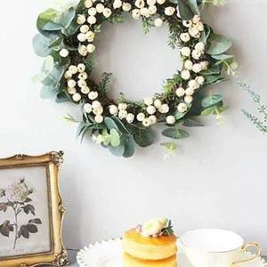 크림아이보리 장식 조화 베이비로즈 리스 벽걸이 실내 장식품