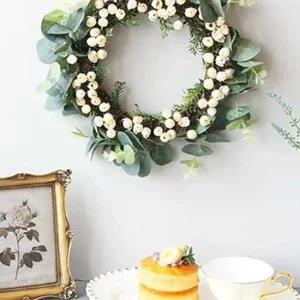 크림아이보리 장식 조화 베이비로즈 리스 벽걸이 실내 장식품 벽걸이장식 조화리스