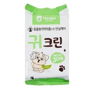 펫크린 30매 귀크린 티슈 펫크린 귀크린 티슈 눈 귀 관리용품 강아지 건강 반려동물