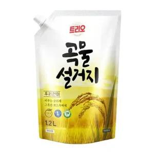 트리오 곡물설거지 우리현미 1.2L 리필 주방세제 트리오주방세제 주방세제용기 세제 주방세제리필 트리오