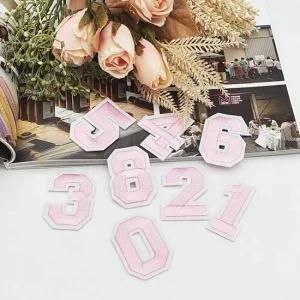 스티커 연분홍 자수 열접착 의류 와펜 숫자 패치 자수패치 와펜패치 자수와펜 패치 열스티커