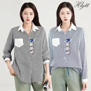 [헬리꽁땡][헬리꽁땡]스트라이프고양이셔츠2종