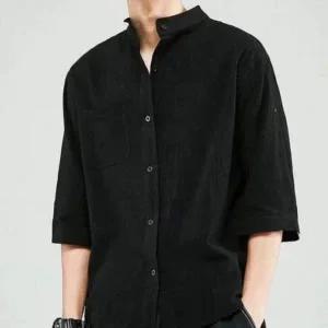 남성 린넨 차이나카라 셔츠 7부 반팔 캐주얼 남방 스타일