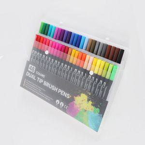 더블 헤드 붓펜마커 펜 세트 48색-블랙바