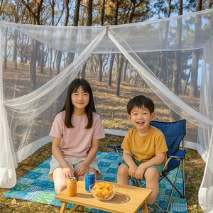 사각 지퍼형 모기장 거실 걸이형 캐노피 초경량 휴대용 침대 대형 캠핑 야외 방장 방충망 3size MH-L