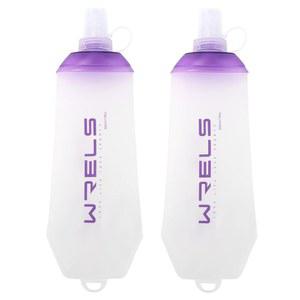WRELES 200ml/350ml/500ml 접이식 소프트 플라스크, 걸이 고리가 있는 BPA 프리 접이식 소프트 물병, 마라톤 사이클링 하이킹을 위한 경량 TPU 수분 공급 플라스크(500ml-2팩)