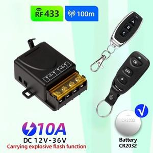 RF 433Mhz 무선 리모컨 스위치 전기 장치 조명용 릴레이 리시버 고출력 100 미터 30A DC 12V 24V 48V 72V