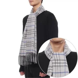 [버버리] 25FW 남성 리버시블 체크 캐시미어 머플러 (8095700 GREY OFF BLACK M 25F)