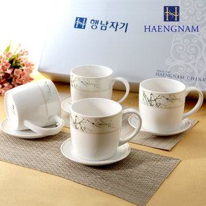 경복궁 뉴 세비앙 본 4인 도자기머그컵 커피찻잔세트