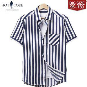 [HOTCODE]여름 남자 반팔 셔츠 빅사이즈 남방 스트라이프 옷 HC244 행사_P062137833