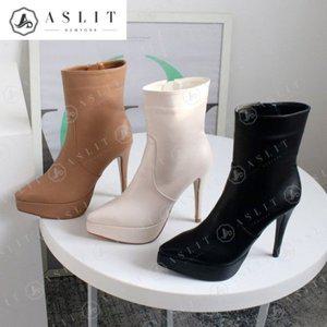 [기타][애슬릿] 스틸레토 가보시 여성 하이 힐 앵클 부츠 13cm