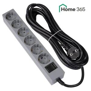 [Home365]홈365 국산 과부하차단 멀티탭 6구 5m 그레이 블랙 / 16A 콘센트 멀티콘센트