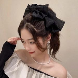 빅사이즈 리본머리핀 발레코어 여성스러운 집게 펄쉬폰