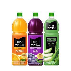 코카 미닛메이드 1.5L 오렌지+포도+알로에 총 3개 PET 과일주스