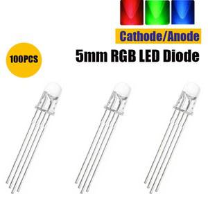 100PCS 발광 다이오드 F5 다이오드 공통 LED 5MM 5MM 삼색 RGB 하이라이트 음극 양극 ARDUINO 투명