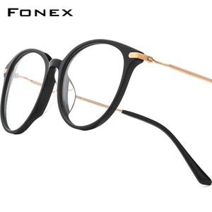 FONEX 아세테이트 티타늄 안경 프레임 여성  디자인 빈티지 레트로 라운드 일본 85669