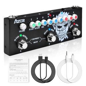 AZOR 멀티 이펙트 기타 페달, 3개의 프리셋, 8개의 IR 캡 9 AMP 모델, 리버브 지연 오버드라이브, 일렉트릭 기타용 디스토션 및 튜너, 재충전 가능한 멀티 이펙트 페달