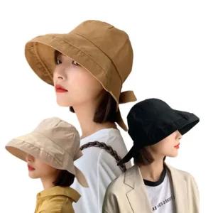 여성 챙넓은 리본 모자 자외선 차단 파나마햇 나들이 소풍 벙거지