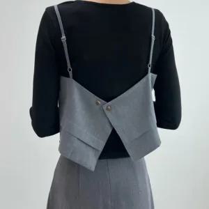 끈조절o 무아 더블 레이어드 나시 뷔스티에 탑 오피스 데이트 출근 하객룩 빅사이즈 그레이 블랙 가을 신상