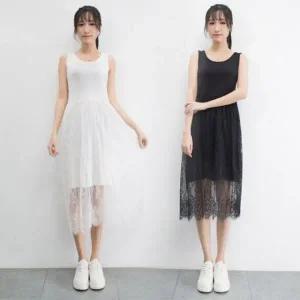 올데이 슬리브리스 코디레이어드 프릴레이스미니드레스 (WFK214I)