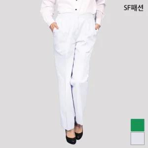 여자 양옆고무줄 흰색 바지 식품 위생복 수술 유니폼 조리