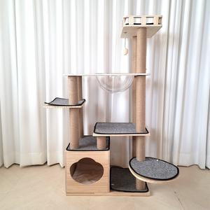 펫이랑 코지 원목 캣타워 +매트세트 고양이 숨숨집 스크래쳐 하우스 집 수직공간 장난감 123cm