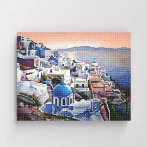 아트박스/아이러브페인팅 DIY캔버스형 보석십자수 40x50cm 산토리니의 노을