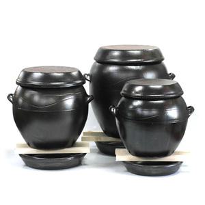 3호 소금간수항아리 17-20kg +간수받이+나무받침대/ 전통 간수빼는항아리 소금옹기 구멍난단지 소금보관