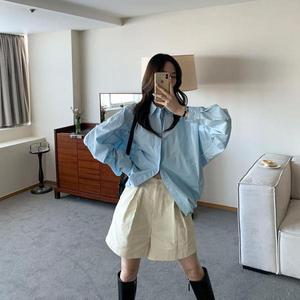 [기타]벌푸레 단추 재킷 셔츠 카라 스트링 여성 루즈핏 가을