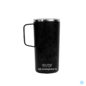 아소부 스텐 세라믹 보온 보냉 타워머그 600ml 블랙