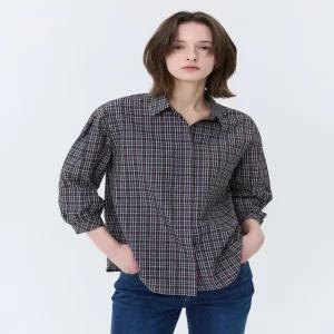 닥스 여성 24SS [클리어런스][스테디셀러]네이비 체크 긴팔셔츠 WKSH4BE33N2