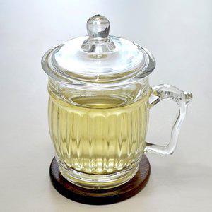 [베스트데코]뚜껑포함 글라스 유리컵 380ml 찻잔 녹차 커피잔