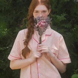 실크핏 러브썸 반팔 커플 잠옷 세트