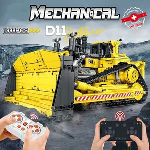 RC 레고 호환 불도저 리모컨 엔지니어링 차량 빌딩 블록 D11 RC 자동차 모델 브릭 어린이용 DIY 장난감 생