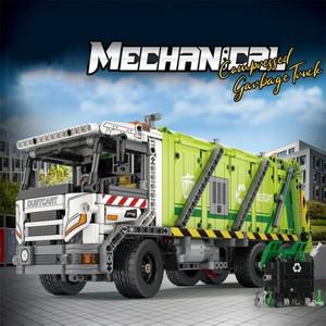 RC 레고 호환 1468PCS 원격 제어 압축 쓰레기 트럭 빌딩 블록 도시 위생 기술 RC 자동차 모델 벽돌 어린이