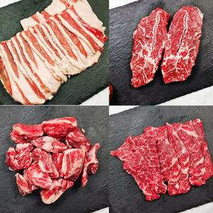 [푸를청] 소고기 한판모듬구이 1kg(살치200g+갈비200g+부채200g+우삼겹400g)
