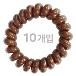 스프링밴드10P_갈색_초코브라운_스프링_헤어밴드/대용량/머리/끈/헤어/방울/리본/고무/고무줄/진주/당고