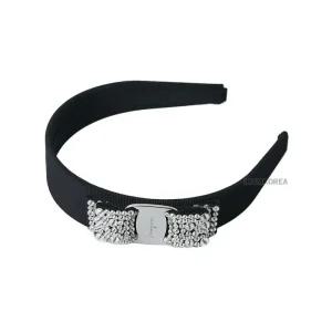 [라벨루쏘] [페라가모] SS25 여성 바라 보우 헤어밴드 34 2758 NERO CRYSTAL 0524893