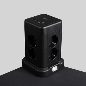 지클릭커 8구 블랙 16A 메인스위치 USB 멀티탭 2m (고용량 4000W)