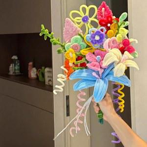 DIY 모루 꽃다발 클립 부케 조화 특별한날 재료가방 시들지않는꽃 머리핀 카네이션 이스터